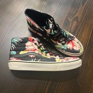 Hawaiian Floral High Top Vans Sneakers